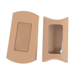 10/20Pcs Window Gift Box Packaging Pillow Shape Candy Box Kraft Paper Flower Box Wedding Party Favor Baby Shower Supplies