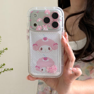 Sanrio | Ốp Điện Thoại Silicone Trong Suốt Sanrio My Melody Có Nhũ Chống Rơi Màu Hồng Dễ Thương Mềm Mại Bảo Vệ Tốt Tương Thích Với iPhone 15 16 17 Pro Max