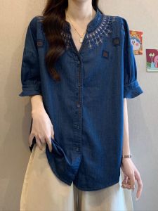AIYITI | Retro Ethnic Embroidery Casual Short Sleeve Shirt