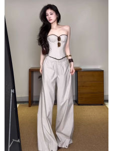 SHANGSHA | Luxurious Elegant Grey Bustier Suit