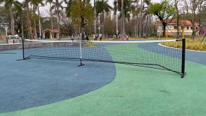 22 FT Portable Pickleball Net Set Steady Metal Frame with Carrying Bag for All Weather Conditions Outdoor Indoor