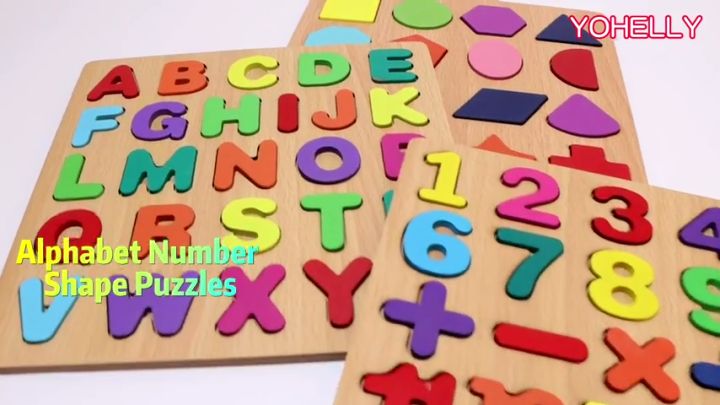 Alphabet Digital Puzzle Wooden Toys Kid Number Letter shape Matching ...