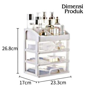 (BISA COD) PROMO Rak Kosmetik / Rak Make Up Susun Plastik 3 Laci / Rak Serbaguna 3 Susun Dengan Dus
