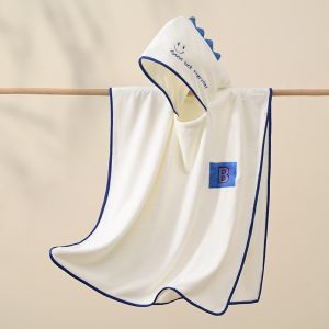Absorbent Childrens Bath Towel Robe Coat Boys Girls Baby Swimming Bath Towel with Hat Warm Home Clothes for Kids