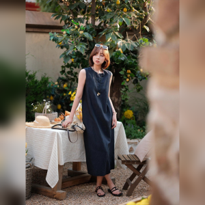 YUFUQING | Vintage Elegant Black Sleeveless Dress Slim Fit Summer New
