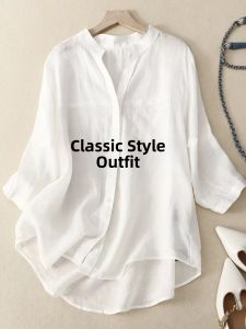 V.C.I | V-Neck UV Protection Loose Fitting Cotton-Linen Shirt