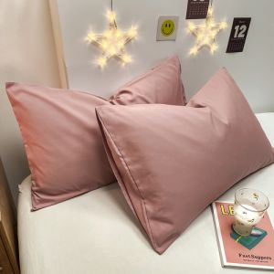 1 Pair Solid Color Washable Pillow Cases 2pcs Soft Skin-Friendly Pillow Protection Cover