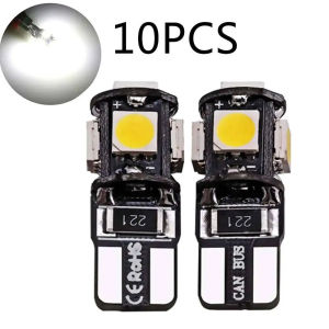 10Pcs T10 Bulbs W5W Canbus 12V 5SMD 5000K White Car Interior Reading Light Wedge Side License Plate 5W5 LED Free Error 194 ﻿