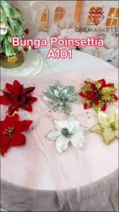 Bunga Poinsettia Natal - Christmas Flower Aksesoris Pohon Natal A101