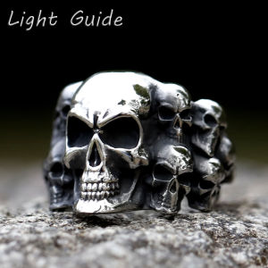 2022 NEW Mens 316L stainless steel rings high quality Vintage punk skull with fashion Gothic Motorcycle Jewelry free shipping