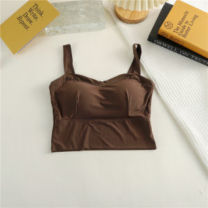 Áo Vest Dây Cổ Vuông Ice Silk Ngắn Mùa Hè Mới Cho Nữ Pure Desire Áo Lót Ngực Áo Vest Ngắn Mặc Ngoài Trời Thường Ngày