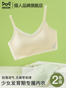 Cat Girl Teenage Bra Skin-friendly Seamless Student Underwear Second Growth Stage U-shaped Cup Fixed Strap Wireless Bra
