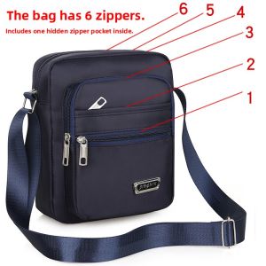 Casual Canvas Shoulder Bag for Men Business Crossbody Bag Oxford Cloth Small Backpack Trendy Handbag Single Strap Zipper Closure