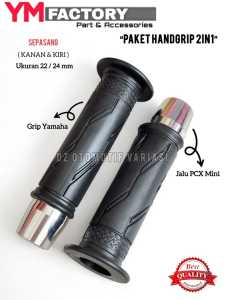 Paket 2in1 Handgrip Model Standar Yamaha + Jalu Stang Pcx Chrome Universal / Grip Yamaha + Jalu Pcx