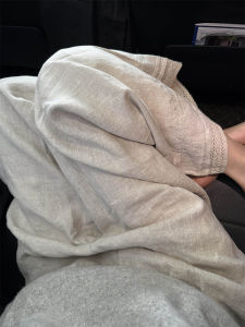 Summer New Loose Cotton Linen Wide Leg Pants Womens High Waist Straight Cut Nine Points Lace Trim Casual Trousers