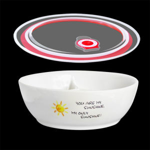 round Ceramic Food Microwave Oven Compartment Separate Three-Grid Bowl Multi-Grid Bento Lunch Box Freshness Bowl