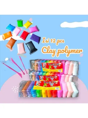 CLAY POLYMER 95GRAM LENGKAP DENGAN SNI MAINAN ANAK ISI 12PCS BEDA WARNA MAINAN ANAK AMAN DAN TIDAK BERACUN