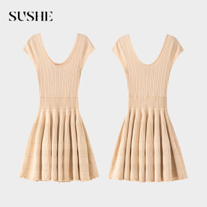 SUSHE | French Ballet High Elastic Waist Cinching Slimming A-line Midi Dress Autumn