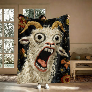 Potdemiel | Crazy Goat Dark Florals Ultra-Soft Fluffy Flannel Blanket Super Cozy Lightweight Bed Blanket for Halloween Sofa Bed Christmas