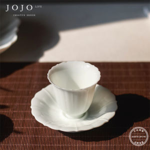 Purple Spring Valley JOJOS L. PD. Ceramic Petal Cup with Cup Mat Tea Cup Set Dining Utensils Chinese Style Porcelain Gift