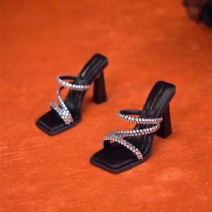 Water Diamond Womens Slippers Outdoor Wear Summer New High-End Sensation Sandals French High Heels Thick Heel Slip-On Shoes