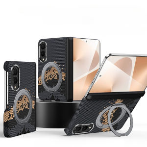 szhaiyu | For Samsung Galaxy Z Fold 8 Fold8 Wide Skin Feel Case With 360 Rotating Stand Shockproof For Magsafe Metal Lens Protection Cover