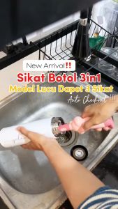 Sikat Botol Silikon 3 in 1 Handle Karakter Hippo Pembersih Dot Gelas Sedotan Multifungsi