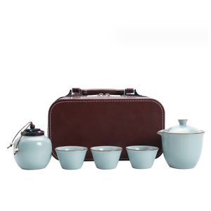 5PCS/Set Tea Set Gift Set Premium Keramik Lengkap Hampers Kado Set Unik Teaset Cangkir Teapot Teh Cantik Travel Portable Bag