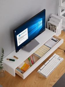 Riser and Extension Computer Monitor Shelf with Drawer