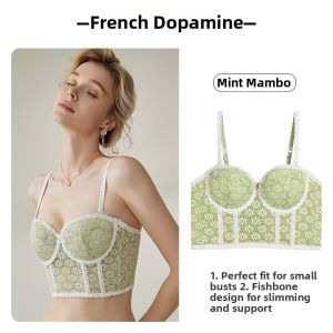 Fishbone Support Soft Steel Ring Lace Bustier Small Chest Gathering French Bra Underwear