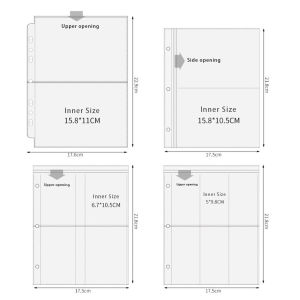 10Pcs Transparent Photo Album Inner A5 3/7-Ring Photocard Binders Sleeves 1/2/4/6 Pockets Kpop Album Refill Pages Cards Storage