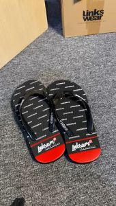 Sandal Jepit Pria Linkswear Hitam Elegan dengan Motif Logo - LNK04