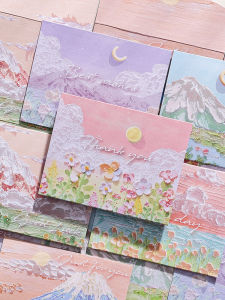 Creative Oil Painting Tri-fold Handmade Birthday Greeting Card for Boyfriend Girlfriend Festive Decoration Blank Small Cards