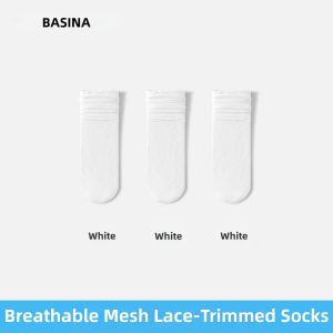 Baisina | Lace Decorated Summer Thin Ballet Style Socks Mid-Calf