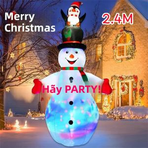 Người Tuyết Bơm Hơi Giáng Sinh Hình Chim Cánh Cụt Với Đèn LED Nhiều Màu Xoay Trang Trí Ngoài Trời Trong Nhà Sân Vườn Bãi Cỏ Đồ Chơi Bơm Hơi Trang Trí