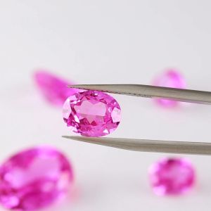 Oval Shape Thailand Cut Lab Created Pink Sapphire with Cracks and Inclusions Loose Gemstone for Jewelry DIY Accessories