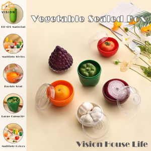 Vision Fruit and Vegetable Shaped Savers Vegetable Preservation Box Food Sealed Box Storage For Onion/Tomato/Lemon/Green/Pepper and Garlic Containers Fridge Vegetable Dispenser Preserving Bowl Makes Food Stays Fresh Longer