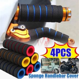 4Pcs/set Sponge Handle Cover Motorcycle Non-Slip Handlebar Sleeve Sweat Absorbing Breathable Foam Grip Bicycle Wear-Resistant Cover