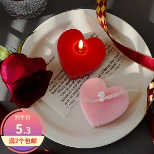 Romantic Heart Shaped Pink Red Aromatherapy Candle Engagement Celebration Souvenir Scene Decoration Arrangement Vissy LOVE
