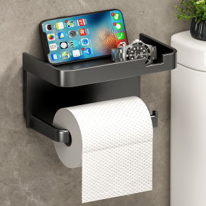 Drilling-Free Toilet Tissue Paper Holder Wall Mounted Toilet Crochet Roll Mobile Phone Holder Toilet Paper Storage Rack