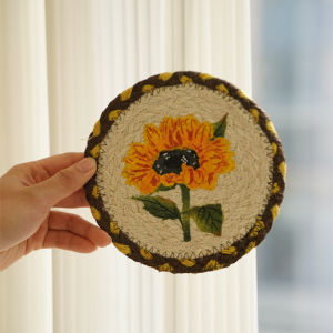 Thảm Cốc Di Động Bằng Vải Lanh Vàng Thiết Kế Sáng Tạo Phụ Kiện Bàn Ăn Thảm Cốc Chịu Nhiệt Cao Cho Ngày Nhà Giáo Quốc Gia Quà Tặng Di Chuyển