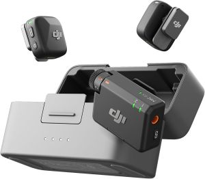 DJI Mic Mini (2 TX + 1 RX + Charging Case) Wireless Lavalier Microphone for iPhone/Camera/Android Ultralight Detail-Rich Audio 48h Use Noise Cancelling Automatic Limiting Vlog Streaming