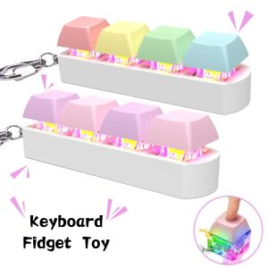 Keyboard Fidget Toy Keyboard Fidget Keychain 4-in-1 Keyboard Decompression Button Stress Relief Fidget Gifts