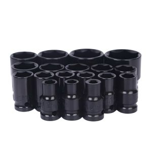 Black Heavy-Duty Industrial-Grade Electric Wrench Socket with Magnetic Thickened Extended Hexagon Impact Socket for Professional