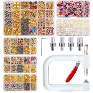 Handmade Beads Pearl Rivet DIY Rivet Setting Kit Machine DIY Clothing Tool Pearl Rivet Buttons for Best Decoration