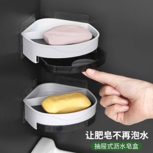 Bathroom Soap Holder Wall Mounted Suction Cup Double Layer Draining Rack Home Use Soap Dispenser Storage Shelf Nordic Style