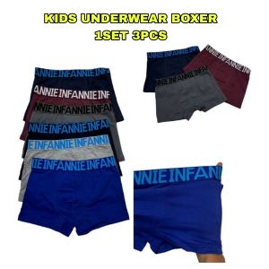 KID UNDERWEAR BOXER PLAIN DESIGN/SELUAR DALAM ANAK/SELUAR DALAM KANAK-KANAK COTTON 1 SET 3X PCS MIX COLOUR READY