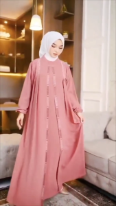Abaya Dress Gamis Kondangan Tamara Dress Bahan Crinkle Airflow Aplikasi Swarovski