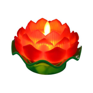 LED Lotus Lamp Electronic Candle Realistic Floral LED Light Indoor Decor Buddhist Offering Lamp