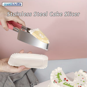 JustLiving เครื่องตัดเค้กสแตนเลสด้ามพลาสติกตัดเค้กที่ตัดแบ่งที่ตัดขนมเค้กเครื่องมืออบในครัวเครื่องตัดพิซซ่าเหมาะสำหรับงานเลี้ยงวันเกิดและงานแต่งงาน